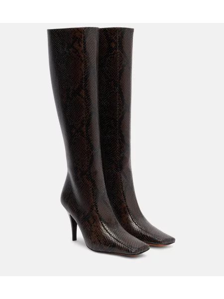 Cizme Stella Mccartney cu model piele de șarpe maro