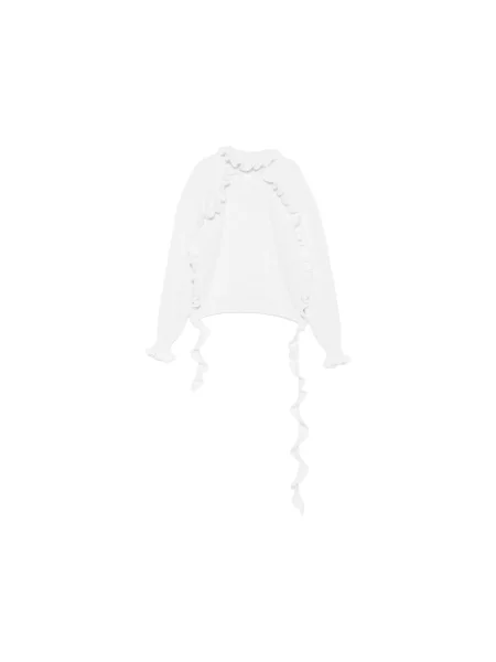 Sweter Blumarine wełniany z falbankami biały