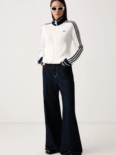 Adidas Originals hanorac cu pentru femei cu vâscoză alb