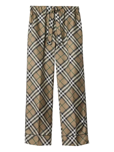 Pantaloni Burberry de mătase în carouri