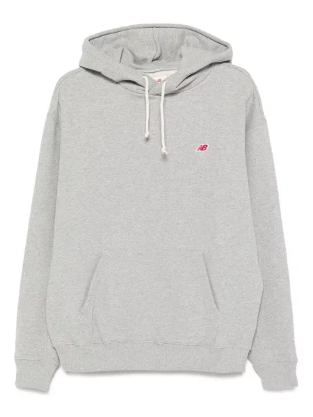 Kožna majica s kapuljačom New Balance s printom bijela