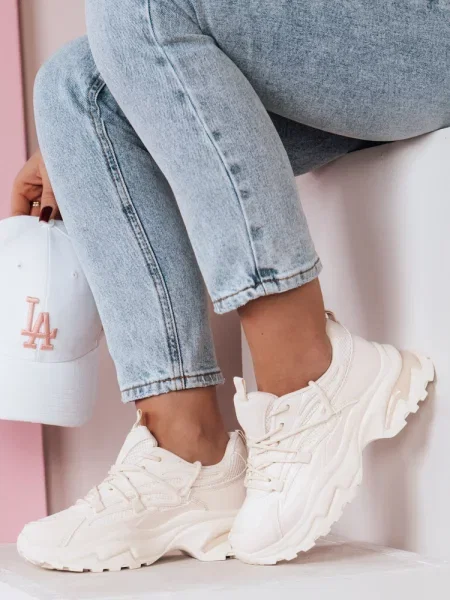 Sneakersy na grubszej podeszwie SOFTLACE Dstreet beżowy