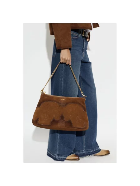 Zadig&Voltaire torebka crossbody zamszowa JIM brązowa