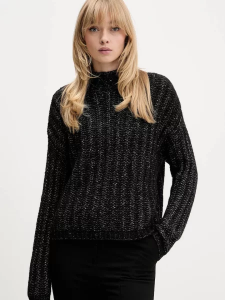 Pulover z dodatkom volne HUGO črna