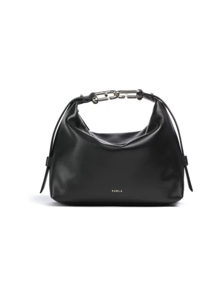 Kožená hobo kabelka Furla čierna