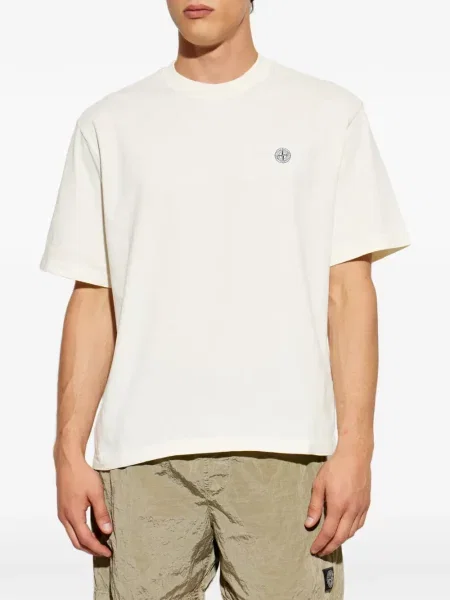 Tricou Stone Island din jerseu cu strasuri alb