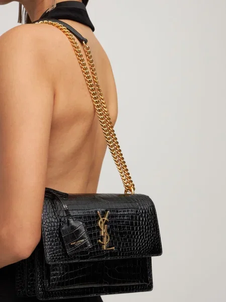 Kožená kožená taška Saint Laurent čierna