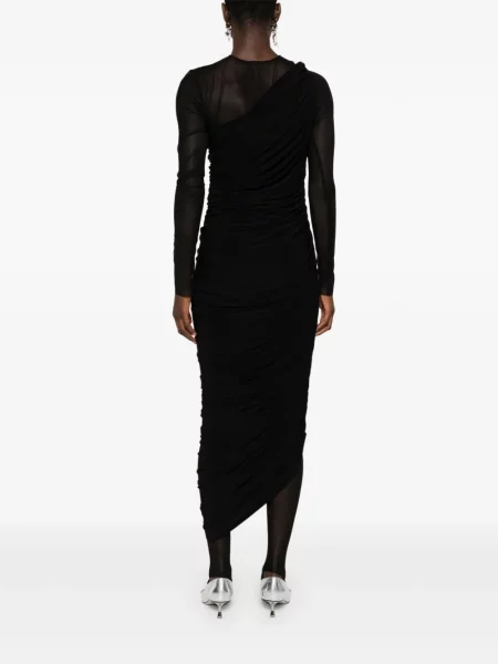 Rochie maxi Norma Kamali drapată până la genunchi de costum negru