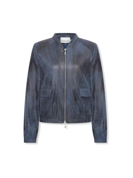 Lniany kurtka bomber Helena Hart biker niebieski