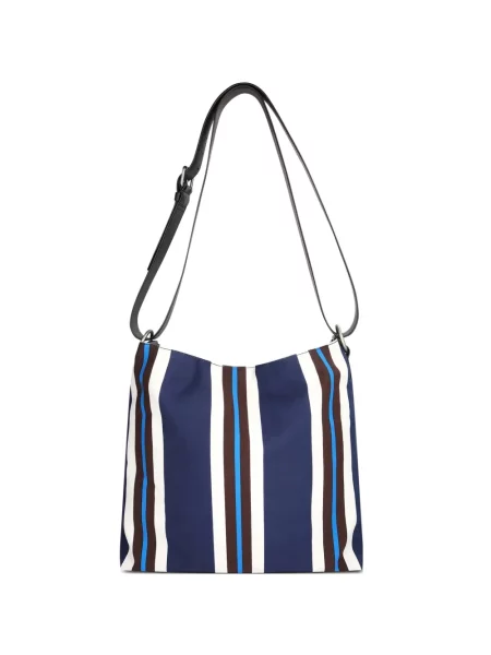 Geanta crossbody Dries Van Noten cu dungi albastru