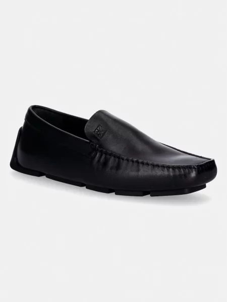 Calvin Klein mocasini pentru bărbați din piele DRIVER PENNY EMBL LTH negru