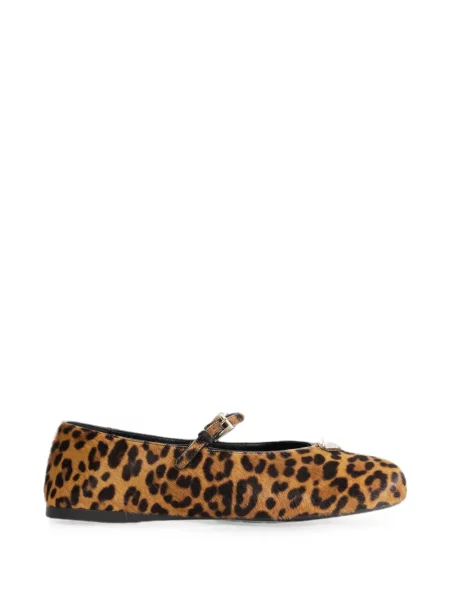 Balerini Prada cu imagine cu model leopard cu cataramă maro