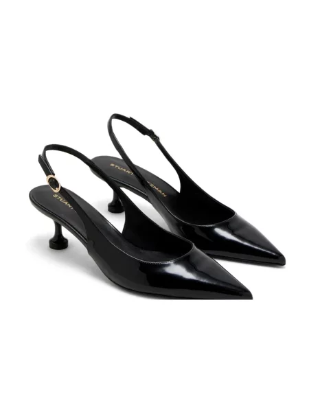 Czółenka Stuart Weitzman skórzana z otwartą piętą czarna