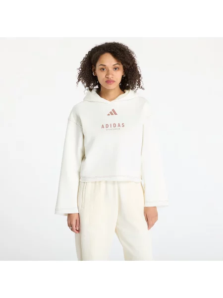 Суичър с качулка Adidas Originals с качулка с принт бежово