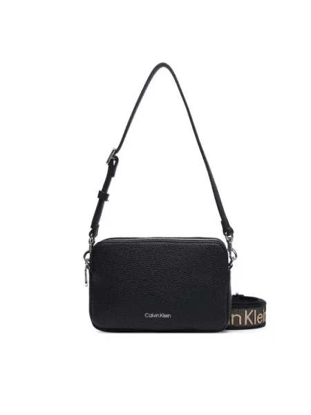 Calvin Klein Дамска чанта Webbing 2X Strap Camera Bag черен