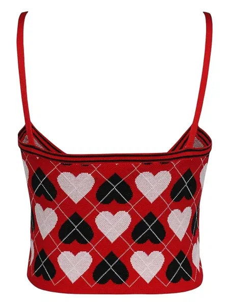 Dzianinowy top Msgm w serca czerwony