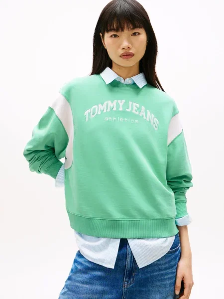 Tommy Jeans Bluza Kobiety zielony|niebieski jednolity S zielona