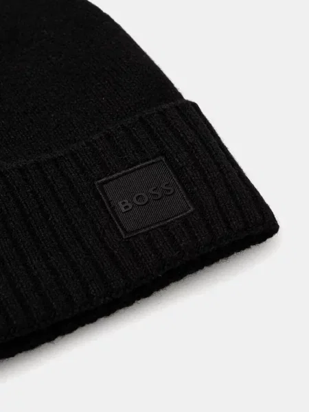 Шерстяная шапка Boss Orange черная
