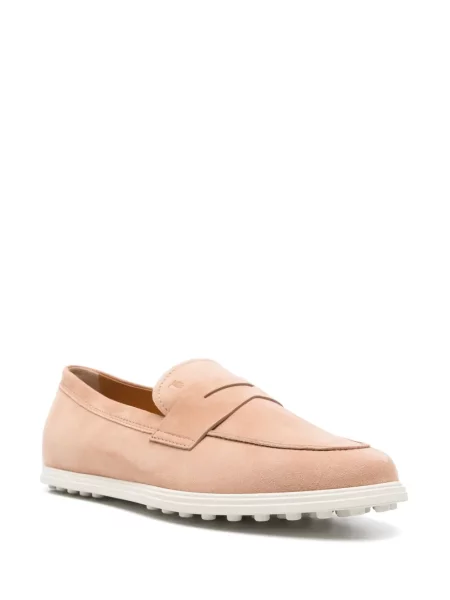 Pantofi loafer Tod's din piele de căprioară roz