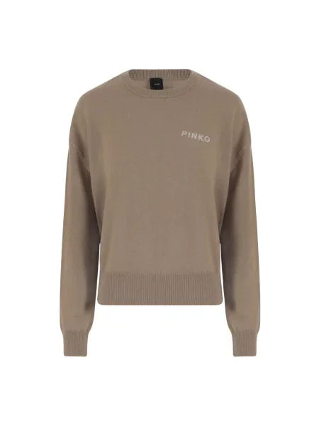 Sweter Pinko z kaszmiru z logo beżowy