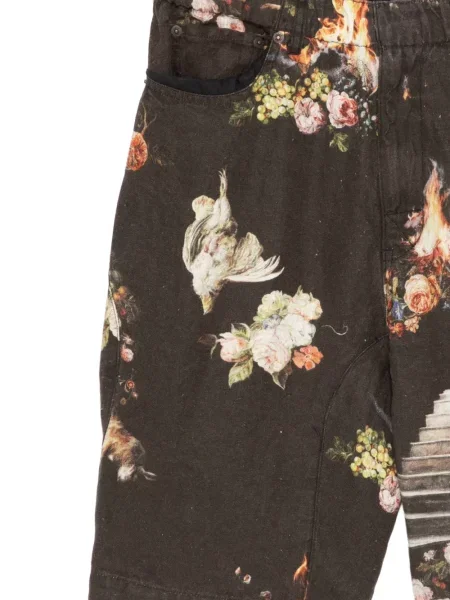 Pantaloni scurți Undercover cu model floral cu imagine maro