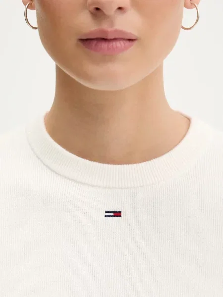 Tommy Jeans пуловер с къси ръкави дамски от бежово