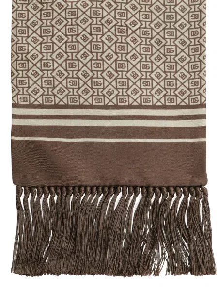 Fular Dolce & Gabbana cu franjuri cu imprimeu geometric maro