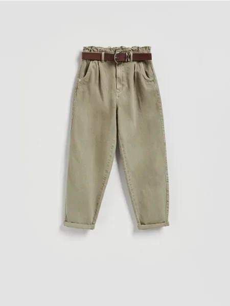 Reserved Blugi paperbag cu verde