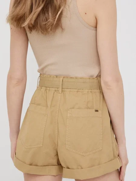 Šortky Pepe Jeans Kaylee Short hladké high waist zelená