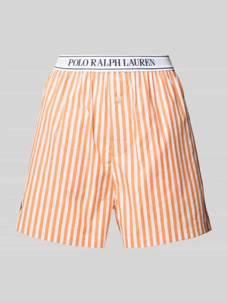 Szorty od piżamy o kroju relaxed fit z elastycznym pasem z logo Polo Ralph Lauren pomarańczowe