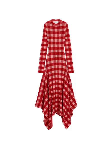 Lung rochie Ami Paris de lână cu mâneci lungi roșu