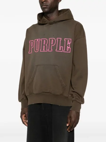 Суичър с качулка Purple Brand с протрити краища виолетово