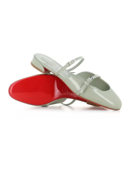 Lakierowane klapki Christian Louboutin skórzane zielone