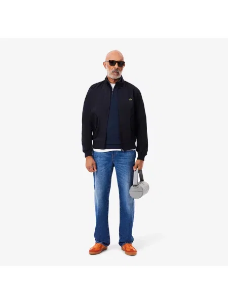 Lacoste Sweter Z Bawełny Organicznej Zapinany Na Pod Szyją granatowy