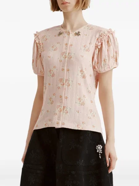 Bluză Simone Rocha cu model floral cu imagine roz