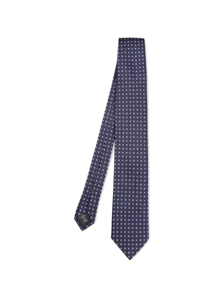 Cravată Zegna de mătase cu imprimeu geometric albastru