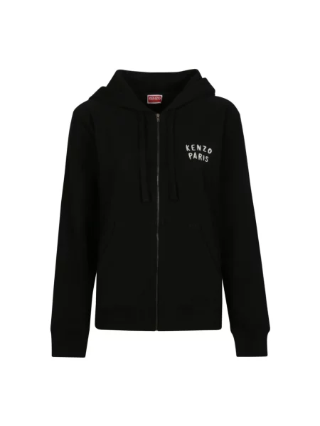 Haftowana bluza z kapturem Kenzo w serca klasyczna czarna