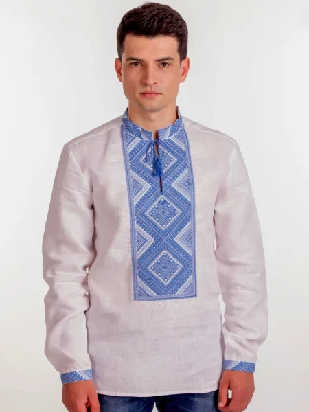 Лляна Вишита сорочка Folk Moda білий