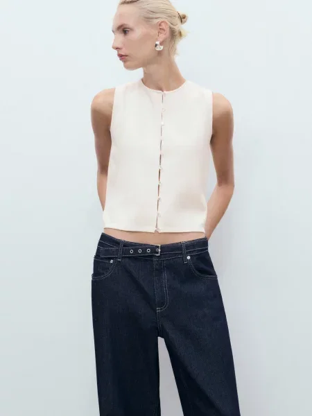 Жилет MANGO віскоза/поліестер білий