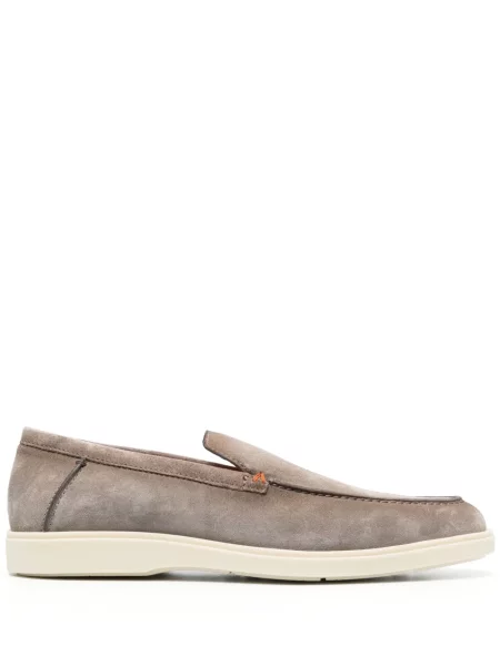 Pantofi loafer Santoni din piele gri