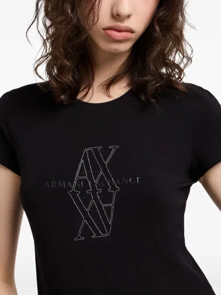 Tricou Armani Exchange cu broderie negru