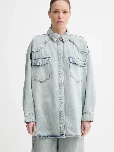 Gestuz cămașă din denim cu guler clasic relaxed albastru