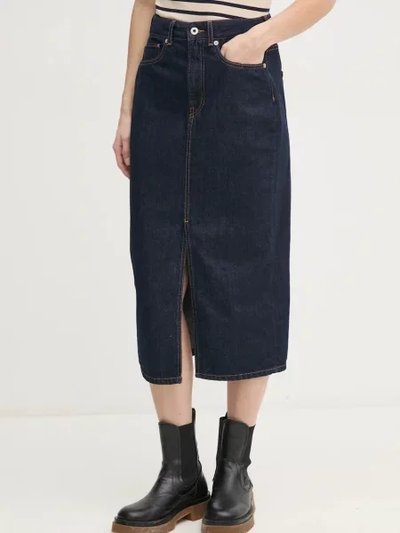 Jeans krilo Pepe Jeans MIDI SKIRT HW mornarsko modra