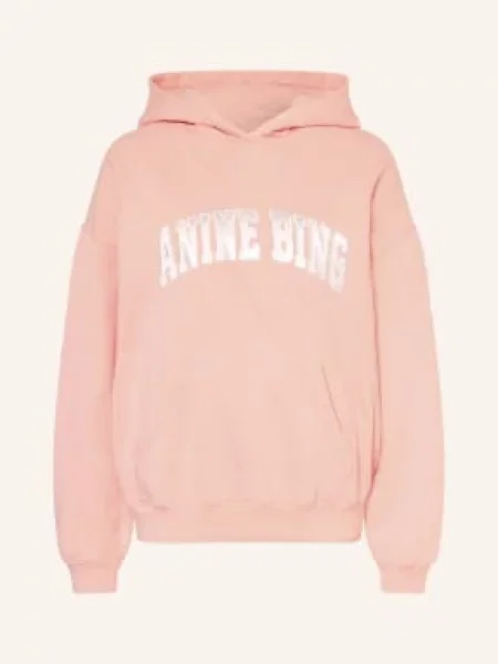 Anine Bing Mikina S Kapucí Harvey světle červená bílá