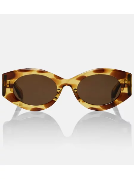 Ochelari de soare ovali Alaïa cu autograf galben