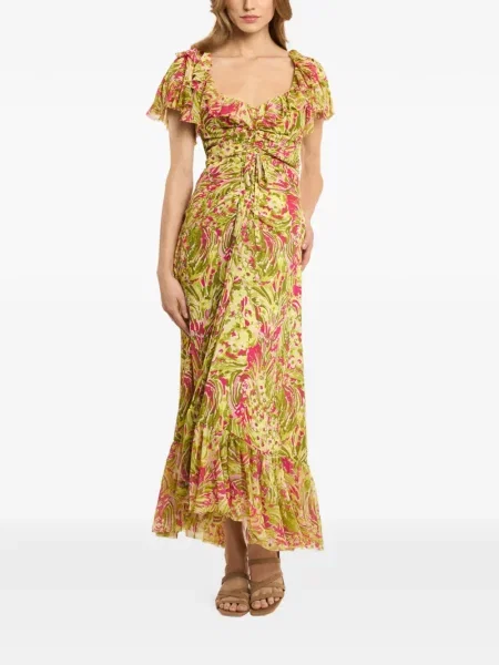 Rochie Cinq A Sept cu volane verde