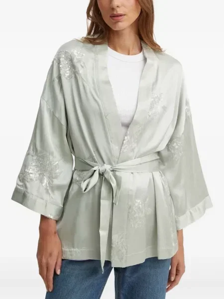 Satynowy top Sandro Ferrone z cekinami szary