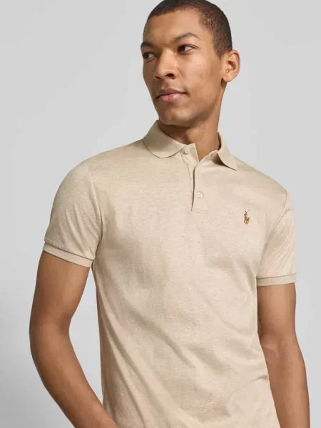 Koszulka polo Regular Fit z czystej bawełny Polo Ralph Lauren beżowa