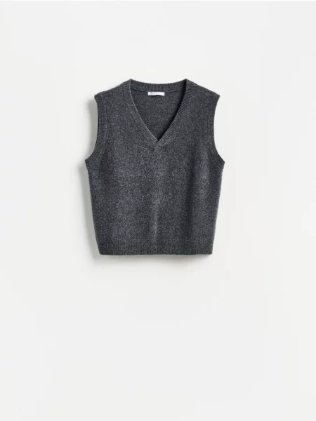 Reserved Vestă de lână gri-închis gri