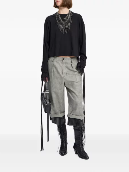 Vilnonės pledinės kelnės Ann Demeulemeester pilka